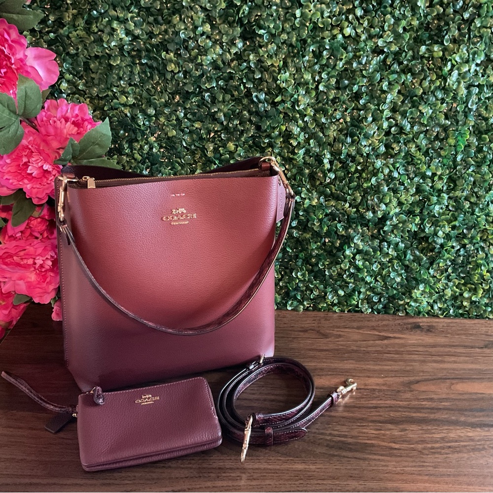 Coach Leather Shoulder Bag and Wristlet Set